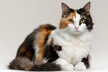 Calico Cat On A White Background