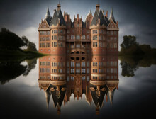 Reflection Of The Castle In The Water, Generated Ai