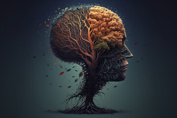 brain tree in a human head (ai generated)