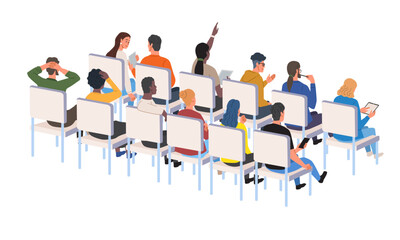 audience at conference. backs of people sitting on chair. seminar and public speaking and event. bus
