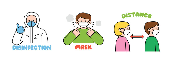 Wall Mural - a manual to protect against viruses. a person wearing a protective clothing. a person wearing a mask