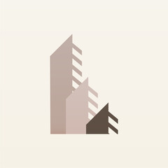 elegant, simple and minimalist skyscraper logo design. building logo template. tall building logo