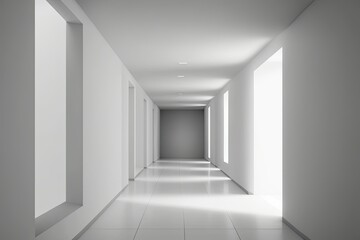 Poster - White corridor background. Generative AI