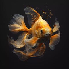 goldfish with dark background,generative Ai	