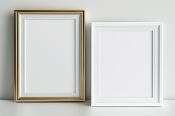 Canvas Print - just two wooden frames a light background. generative ai