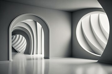 Wall Mural - Architecturally curved room. Generative AI