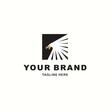 a simple and elegant logo of an eagle in a box is suitable for your company