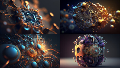 Wall Mural - Network of subatomic web of machine, AI Generative illustration, AI Generative illustration,