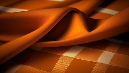 Wall Mural - Orange plaid fabric background, for thanksgiving, product display.