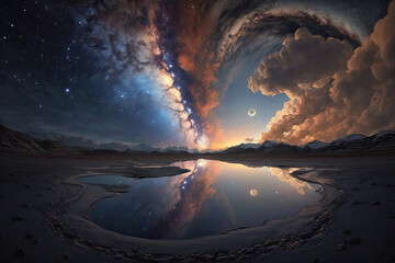 Epic shot of sky, capturing the beauty of the cosmos. Generative AI.