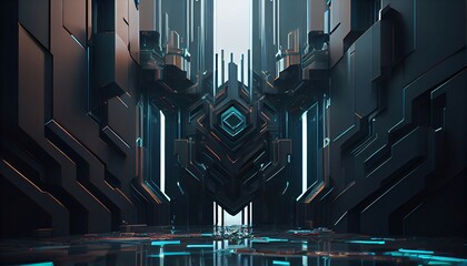 Wall Mural - A Futuristic Dynamic Depths Abstract Background, Generative AI, Illustration, This image depicts a futuristic and dynamic abstract background, featuring layers of depth and movement.