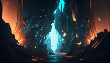 Wall Mural - A Futuristic Dynamic Depths Abstract Background, Generative AI, Illustration, This image depicts a futuristic and dynamic abstract background, featuring layers of depth and movement.