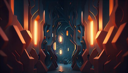 Wall Mural - A Futuristic Dynamic Depths Abstract Background, Generative AI, Illustration, This image depicts a futuristic and dynamic abstract background, featuring layers of depth and movement.