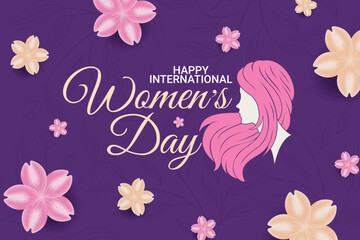 Wall Mural - International Women's Day greeting template for background, banner, poster, cover design, social media feed