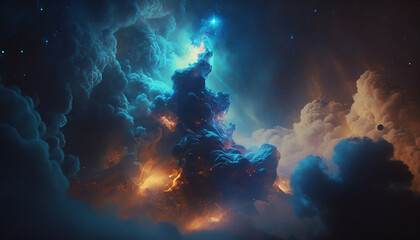 abstract graphic design nebula cloud in the space with blue color