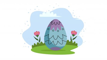 Sticker - purple spring egg painted animation