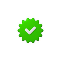Wall Mural - check mark 3d icon, approved button symbol