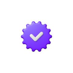 Wall Mural - check mark 3d icon, approved button symbol