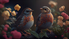 Spring Birds And Flowers Image Created With Generative AI Technology.png