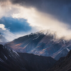 Wall Mural - Mountains of Kyrgyzstan and beautiful sunlight, autumn landscape