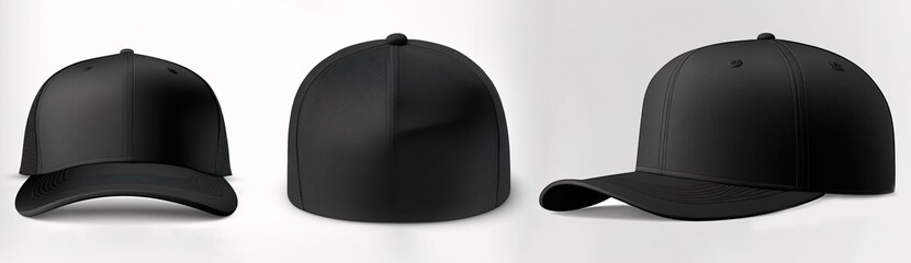 Wall Mural - Blank empty hat, black color with clean and flat background