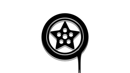 Wall Mural - Black Car wheel icon isolated on white background. 4K Video motion graphic animation