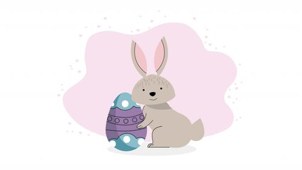 Sticker - bunny with spring egg painted animation