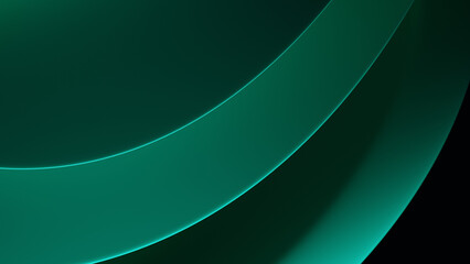 Abstract background template with distorted, flowing and twisting colorful green geometry. 3D illustration, rendering
