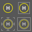 The H helipad icon. Transport parking symbol. The designation of the base for the helicopter. Marking for landing.