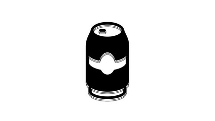 Canvas Print - Black Beer can icon isolated on white background. 4K Video motion graphic animation