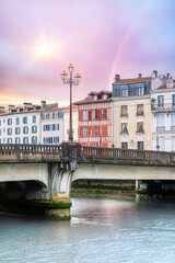 Wall Mural - Bayonne in the pays Basque, typical facades and bridge on the river Nive
