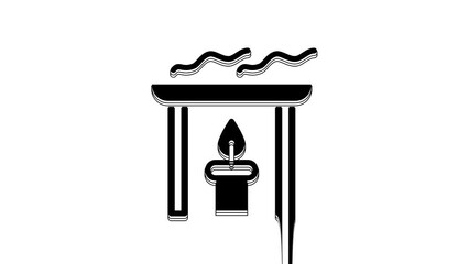 Sticker - Black Aroma candle icon isolated on white background. 4K Video motion graphic animation