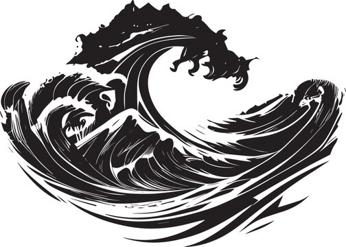 waves logo monochrome design style