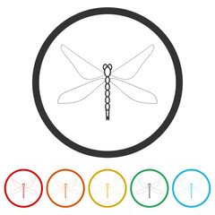 Sticker - Dragonfly logo icons in color circle buttons