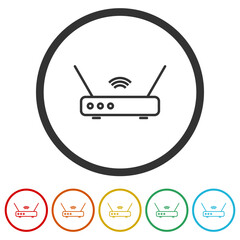 Wall Mural -  Wifi router icons in color circle buttons