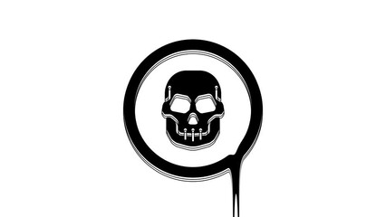 Poster - Black Mexican skull coin icon isolated on white background. 4K Video motion graphic animation