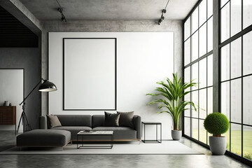 Canvas Print - Classic interior with banner. Galleries. Mockup,. Generative AI