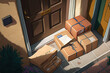 Stack of packages on the doorstep generative AI
