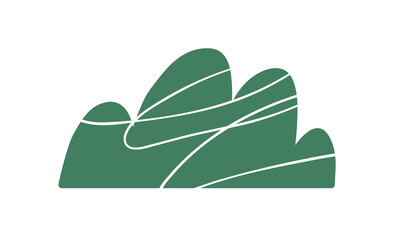 Poster - Green bush of abstract shape. Simple shrub with leaf. Primitive scribble foliage plant. Childish flat graphic vector illustration isolated on white background