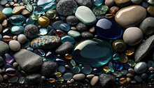 Beautiful Pebbles For Natural Backgrounds, Structures For Creativity, Luxury Pebbles Illustration. Generative AI.