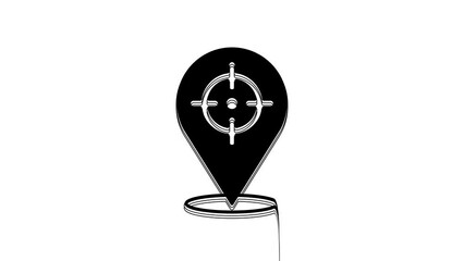 Canvas Print - Black Target financial goal concept icon isolated on white background. Symbolic goals achievement, success. 4K Video motion graphic animation