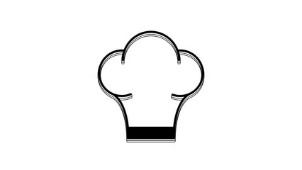 Poster - Black Chef hat icon isolated on white background. Cooking symbol. Cooks hat. 4K Video motion graphic animation