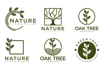 Tree logo icon set design. Garden plant natural symbols template.Vector illustration.