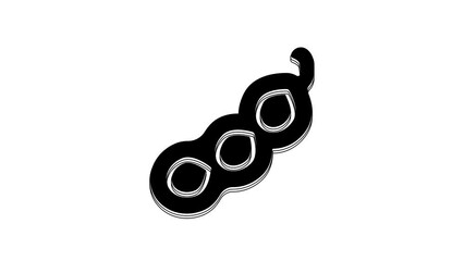 Sticker - Black Green peas icon isolated on white background. 4K Video motion graphic animation