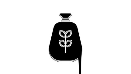 Sticker - Black Bag of flour icon isolated on white background. 4K Video motion graphic animation