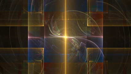 Poster - Abstract fractal background 3D illustration ornament, beautiful digital wallpaper, fractal picture for postcard template, poster, banner, backdrop, image decoration