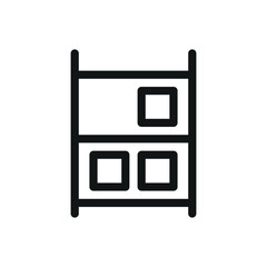Poster - Warehouse racking isolated icon, storage rack with boxes vector symbol with editable stroke