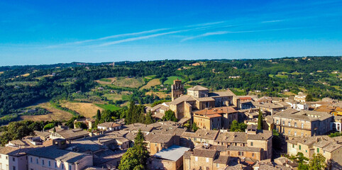 Sticker - Panoramic aerial view of Orvieto medieval town from a flying drone - Italy