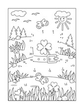 St. Patrick's Day Dot-to-dot Hidden Picture Puzzle And Coloring Page, Poster, Or Activity Sheet With Leprechaun's Top Hat
