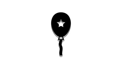 Wall Mural - Black Balloon with ribbon icon isolated on white background. 4K Video motion graphic animation